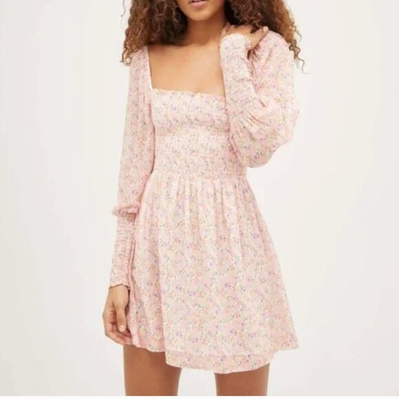 Hill House The Grace Mini Nap Dress Pansy in Pink Long sleeve short S Small  - cruiseboatoman.com